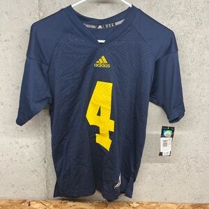 MICHIGAN WOLVERINES Jersey Jim Harbaugh Mens Medium ADIDAS #4 Clean Blue Vintage